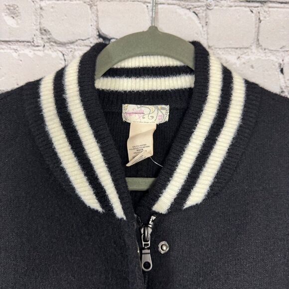 Free People Pep Rally Stripe Poncho Sweater Relaxed Black White Women's One Size - Picture 5 of 10